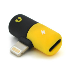 Перехідник 2 в 1Lighting(M) => 2 x Lighting(F), Black/Yellow, Box