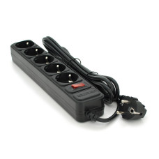 Мережевий подовжувач Maxxter SP5, 220В 10А, 5 розеток, 3 м, Black, Q30
