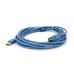 Подовжувач USB 2.0 AM / AF, 5.0m, 1 ферит, прозорий синій Q100