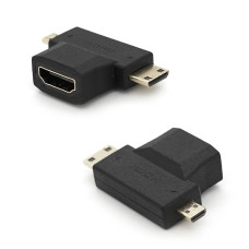 Перехідник mini HDMI (тато) -micro HDMI (тато) -HDMI (мама)