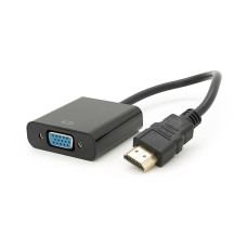 Конвертер HDMI (тато) на VGA (мама) 10cm, Black, 4K / 2K, Пакет Q250