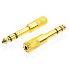 Перехідник Jack 6.3 (тато)/Jack 3.5 (мама) Stereo, Gold, метал, Q100