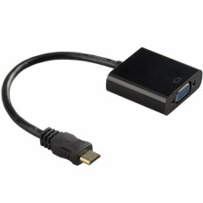 Конвертер mini HDMI (тато) на VGA (мама) 30cm, Black, 4K / 2K, Пакет