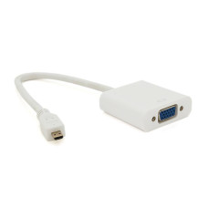 Конвертер micro HDMI (тато) на VGA(мама) 30cm, White, 4K/2K, Пакет