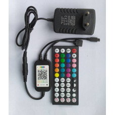 RGB контролер, 5-24В, для 5050 cmd led, блютуз, пульт інфрачервоний, музичний контроль, мобільний телефон, ІЧ-порт, роз'єм RGB-4pin, БЖ DC12В штекер5.5*2.5