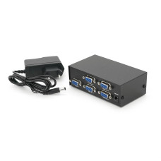 Активний спліттер VGA сигналу KV-FJ1504A(VGA2004) 150MHz 4 Port, DC5V / 2A, Black