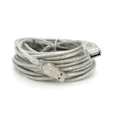 Подовжувач USB 2.0 AM/AF, 10.0m, 2 ферити, прозорий білий Q70