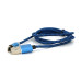 Магнітний кабель Ninja USB 2.0/Lighting, 1m, 2А, індикатор заряду, тканинне обплетення, броньований, знімач, Blue, Blister-Box