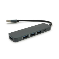 Хаб USB 3.0 алюмінієвий, 4 порту, 20 см, заряд до 900mAh, підтримка до 2TB, Пакет