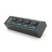 Хаб USB 3.0, 4 порти, з перемикачами, підтримка до 1TB, Пакет