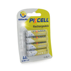 Акумулятор PKCELL 1.2V AA 600mAh NiMH Rechargeable Battery, 4 штуки у блістері ціна за блістер, Q12