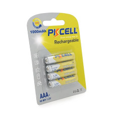 Акумулятор PKCELL 1.2V AAA 1000mAh NiMH Rechargeable Battery, 4 штуки у блістері ціна за блістер, Q12