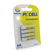 Акумулятор PKCELL 1.2V AAA 600mAh NiMH Rechargeable Battery, 4 штуки в блістері ціна за блістер, Q12