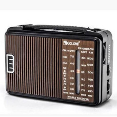 Радиоприемник GOLON RX-608, LED, 2x3W, FM радио, AUX, корпус пластмасс, Black/Brown, BOX