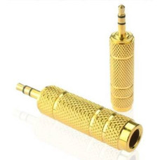 Перехідник Jack 3.5 (тато)/Jack 6.3 (мама) Stereo, Gold, метал, Q100