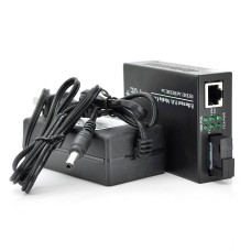 Медіаконвертер POE, FT-1G1EPS-20, SC 20km, Fast Ethernet 10/100/1000 Мбит/с, + блок живлення 48В, 2,5А (0 +70 ° C),+ перехідник, Q60