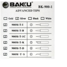 Жало для паяльника BAKKU BK-900M-T-D,silver, 4*6,3mm, мідь, гальванічне покриття, висока теплопровідність, швидке нагрівання, середній конус