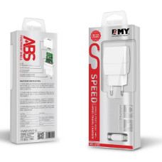 Набір 2 в 1 СЗУ With Micro-Usb Cable 110-240V MY-A101, 1 x USB, 5V/5W, Output: 5V/1A, White, Blister-box, Q25