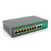 Комутатор POE SICSO 48V з 8 портами POE 100Мбіт + 2 порт Ethernet (UP-Link) 100Мбіт, з посил. сигн. до 250м, корпус-метал, Silver, БП вбудований, Q30