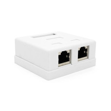 Розетка RITAR FTP 8P8C RJ45 2 порт Cat-6,накладна біла Q250