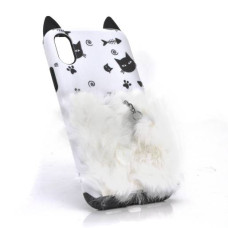 Накладка Кіт пухнастий хвіст (смарт кільце) iPhone 7/8 white