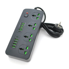 Мережевий фільтрТ25, 4 розетки + 8 USB + 2 PD, 2 м, перетин 3х0, 75мм, 3000W, Black, Box
