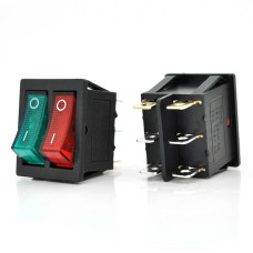 Перемикач ON-ON KCD3-212N, 250VAC / 15A, 6 контактів, Red/Green, Q50 ( 245*170*41 ) 0,75 кг