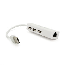 Контролер USB 2.0 до Ethernet VEGGIEG- Сетевой адаптер 100 / 1000Mbps з проводом RTL-8152B + FE2.2S + 3 порта USB2.0, White, Metal, Blister-Box