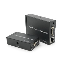 Активний подовжувач VGA сигналу до 300m по витій парі Cat5e / 6e, 1080P, Black, BOX