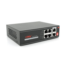 4х портовий PoE комутатор з автоперезапуском ONV-H1064PLD, 4хРоЕ 100Мбіт + 2хUplink 100Мбіт до 250м, IEEE802.3af/at, загальна потужність 65Вт