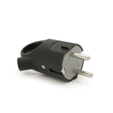 Вилка із заземленням кутова з кільцем, 16A 250V, A112B, Black, Q35