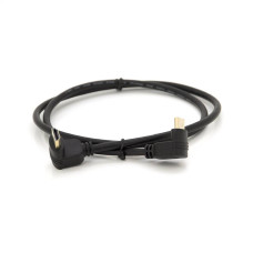 Кабель MerlionHDMI-HDMI 1.0m, v1.4, OD-7.5mm, круглий Black, коннектор Black 90 ° кутовий / 90 ° кутовий