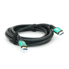 Кабель Merlion HDMI-HDMI 8K Ultra HD (7680x4320P), 3.0m, v2,1, круглий Black, коннектор Blue, Blister-box, Q80