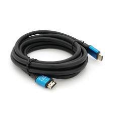 Кабель Merlion HDMI-HDMI 4Kx2K Ultra HD, 3.0m, v2,0, круглий Black, коннектор Blue, Blister-box, Q80