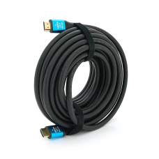 Кабель Merlion HDMI-HDMI 4Kx2K Ultra HD, 10.0m, v2,0, круглий Black, коннектор Blue, Blister-box, Q20