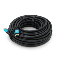 Кабель Merlion HDMI-HDMI 4Kx2K Ultra HD, 15.0m, v2,0, круглий Black, коннектор Blue, Blister-box, Q20