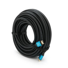 Кабель Merlion HDMI-HDMI 4Kx2K Ultra HD, 20.0m, v2,0, круглий Black, коннектор Blue, Blister-box, Q10