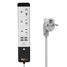 Мережевий подовжувач Senmaxu SMX-888, 3 Universal Socket + 4 USB, 1,5м, Grey, Box