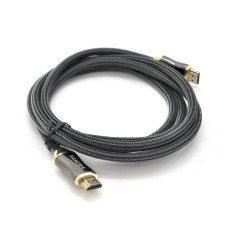 Кабель VEGGIEG HX-2 HDMI-HDMI 2K * 4K, 2m, v2,0, OD-7.0mm, круглий, обплетення, Black, коннектор Black-Gold, Пакет