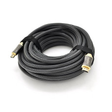 Кабель VEGGIEG HX-20 HDMI-HDMI 2K * 4K, 20.0m, v2,0, OD-9.5mm, круглий, обплетення, Black, коннектор Black-Gold, Box