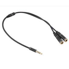Розгалужувач аудіо для навушників і мікрофону, Jack 3.5 (тато) 4 pin => 2 * Jack 3.5 (мама) 3 pin, круглий в оплетке, Пакет