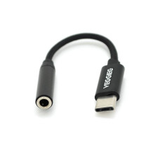 Перехідник VEGGIEG TC-201 Type-C(M) => Jack 3.5mm(F), 5см, Black, Пакет