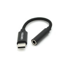 Перехідник VEGGIEG TC-203 Type-C(M) => Jack 3.5mm(F), 5см, Black, Пакет