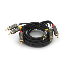 Кабель VEGGIEG AV301 Audio-Video 3хRCA (тато) => 3хRCA (тато), GOLD connector,круглий, Black, 1,5 м, Пакет