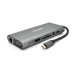 Хаб-конвертор VEGGIEG TC11-S Type-C (тато) на Type-C(мама) + USB3.0*3(мама) + HDMI(мама) + jack3.5(мама) + SD/TF + RJ45, 10 см, Silver, Box