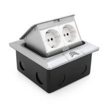 Розетка подвійна напольная висувна із заземленням J28L, Input: AC 100-250V 16A, White