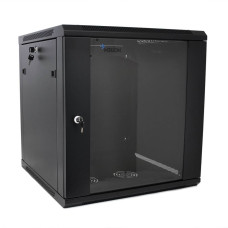 Шафа Merlion 18U, 600*450*897mm (Ш*Г*В)мм загартоване скло, чорна, сталь 1,2мм із замком (у розібраному вигляді!!!)