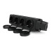 Колодка PiPo PP / SP-4/44 / 16B, 16А, 220-240В, IP44, з заглушкою, із заземленням 4 гнізда, каучук, чорний, Q10