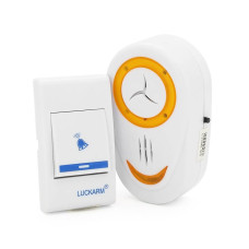 Бездротовий дверний дзвінок Luckarm 8853, приймач-передавач, 15 мелодій, світлооповіщення, дальність 90 метрів, White, Blister