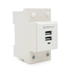 USB-роз'єм на DIN-рейку, DC5V/2.1A, 1P, IP22
